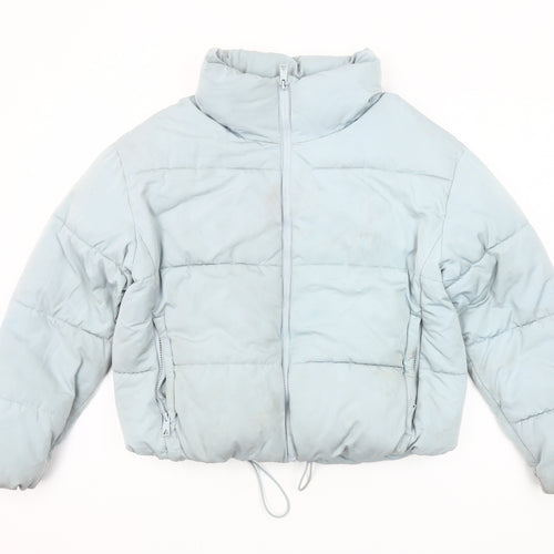 MNG Women’s Grey Puffer Jacket Size S Winter Short Zip Polyester Coat