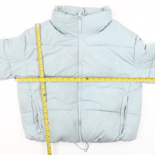 MNG Women’s Grey Puffer Jacket Size S Winter Short Zip Polyester Coat