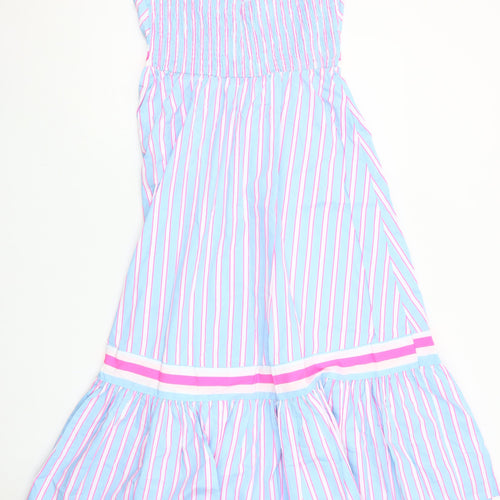Savida Women’s Multicoloured Striped Cotton Midi A-Line Dress Size S