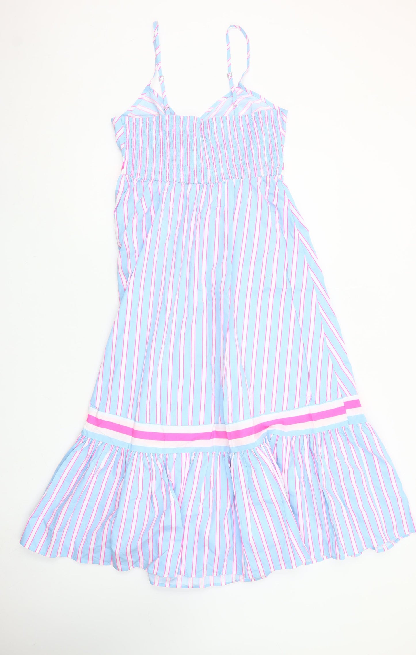 Savida Women’s Multicoloured Striped Cotton Midi A-Line Dress Size S