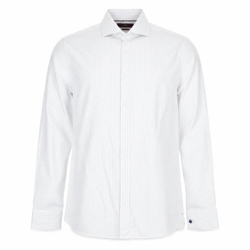 Marks and Spencer Men's White Striped 14.5 Tailored Cotton Shirt
