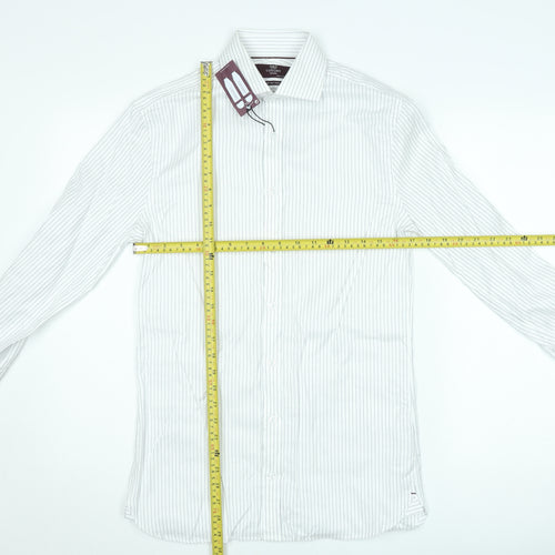Marks and Spencer Men's White Striped 14.5 Tailored Cotton Shirt