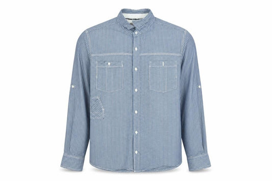 Front view of Next Men’s Blue Striped Long Sleeve Cotton Button-Up Shirt L