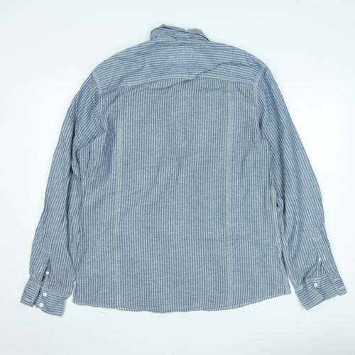 Next Men’s Blue Striped Long Sleeve Cotton Button-Up Shirt L