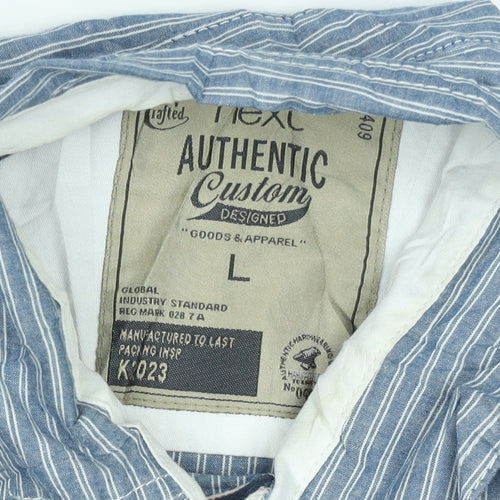 Next Men’s Blue Striped Long Sleeve Cotton Button-Up Shirt L