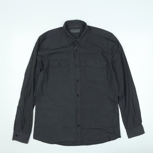 Burton Men's Black Striped Long Sleeve Button-Up Shirt Size M