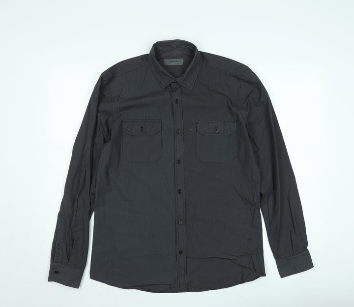 Burton Men's Black Striped Long Sleeve Button-Up Shirt Size M