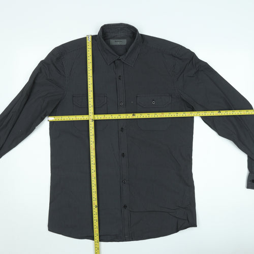 Burton Men's Black Striped Long Sleeve Button-Up Shirt Size M