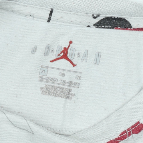 Jordan Teens White Graphic Print T-Shirt XL Sports Style