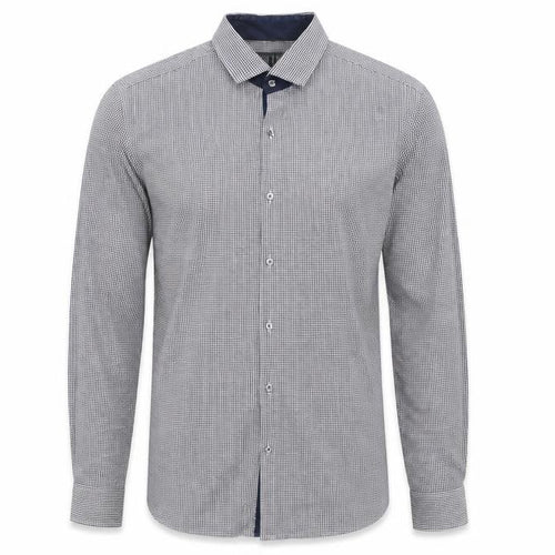 Marks and Spencer Men's Blue Check Slim Fit Long Sleeve Button-Up Shirt Size 16