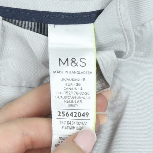 Marks and Spencer Men's Grey Regular Fit Chino Trousers Size 8
