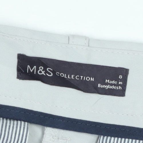 Marks and Spencer Men's Grey Regular Fit Chino Trousers Size 8