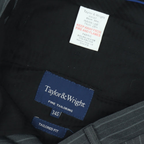Taylor & Wright Men's Grey Pinstripe Dress Pants 34S Classic Fit