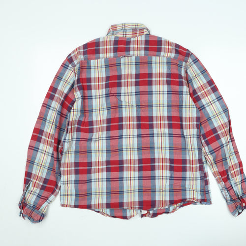 H&M L.O.G.G Men's Red Check Cotton Long Sleeve Button-Up Shirt M