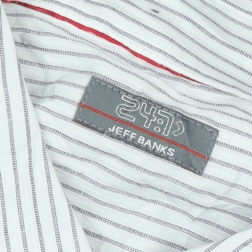 Jeff Banks Men's White Striped Long Sleeve Button-Up Shirt M