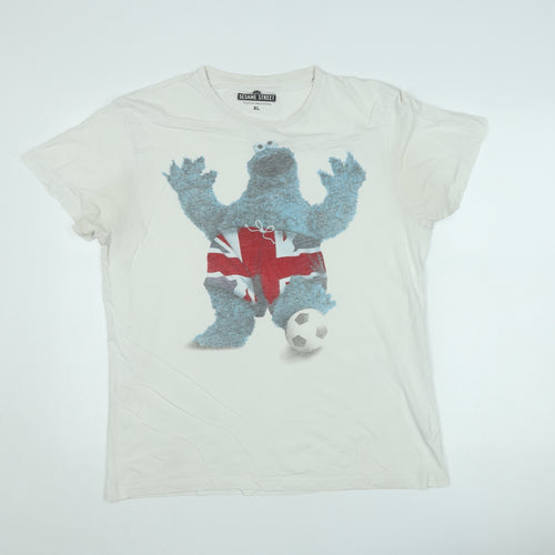 Sesame Street Women’s White Cookie Monster Graphic T-Shirt XL