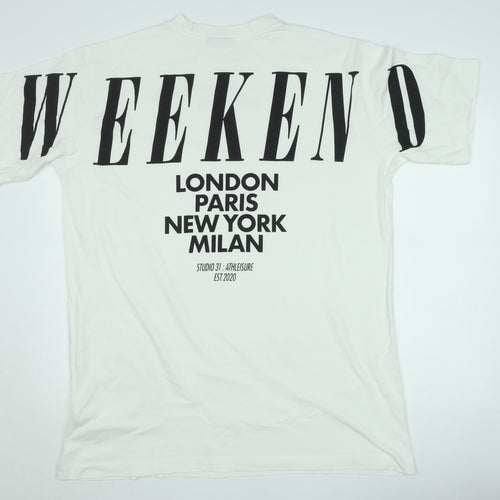 ASOS DESIGN Men's White Weekend Collective Graphic T-Shirt Size M