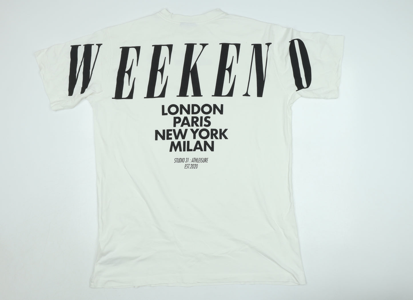 ASOS DESIGN Men's White Weekend Collective Graphic T-Shirt Size M