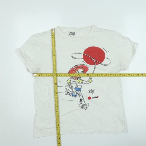 Comic Relief Women White Small Jessie Cartoon T-Shirt