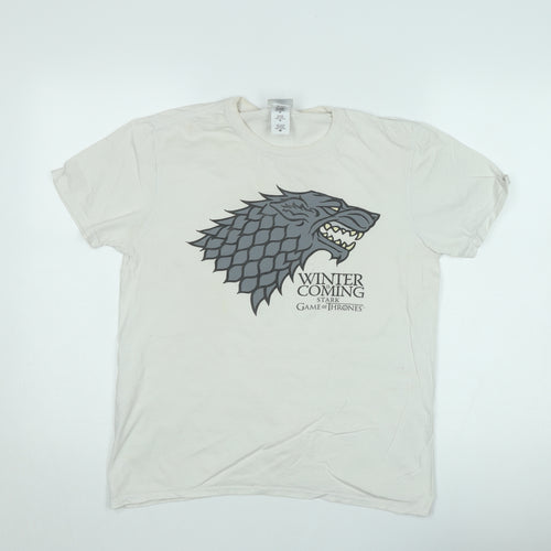 Game of Thrones Men's Beige Short Sleeve Stark T-Shirt Medium