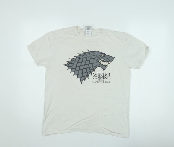 Game of Thrones Men's Beige Short Sleeve Stark T-Shirt Medium