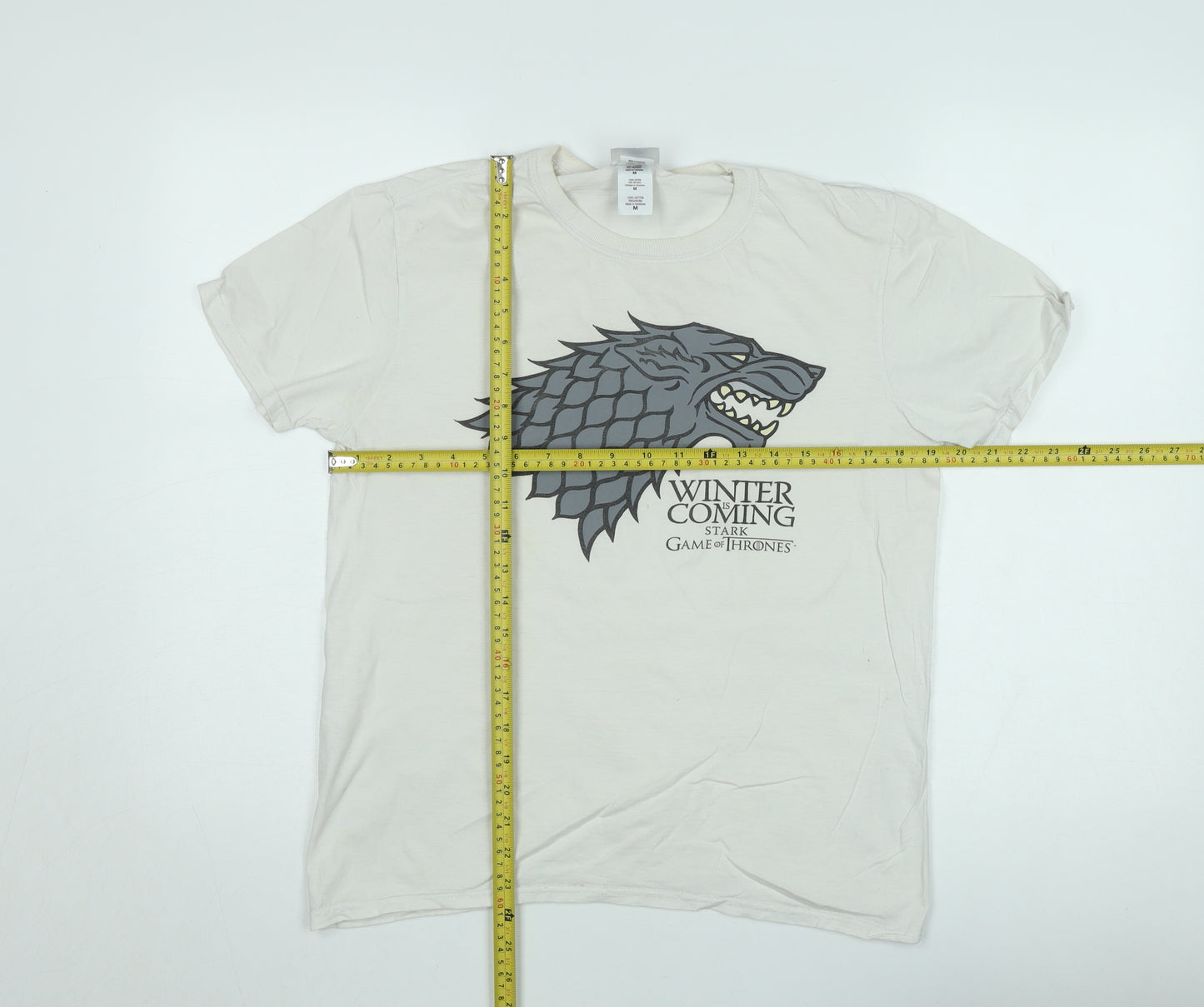 Game of Thrones Men's Beige Short Sleeve Stark T-Shirt Medium
