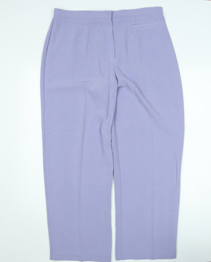 Zeta Womens Purple Size 18 Straight Polyester Trousers