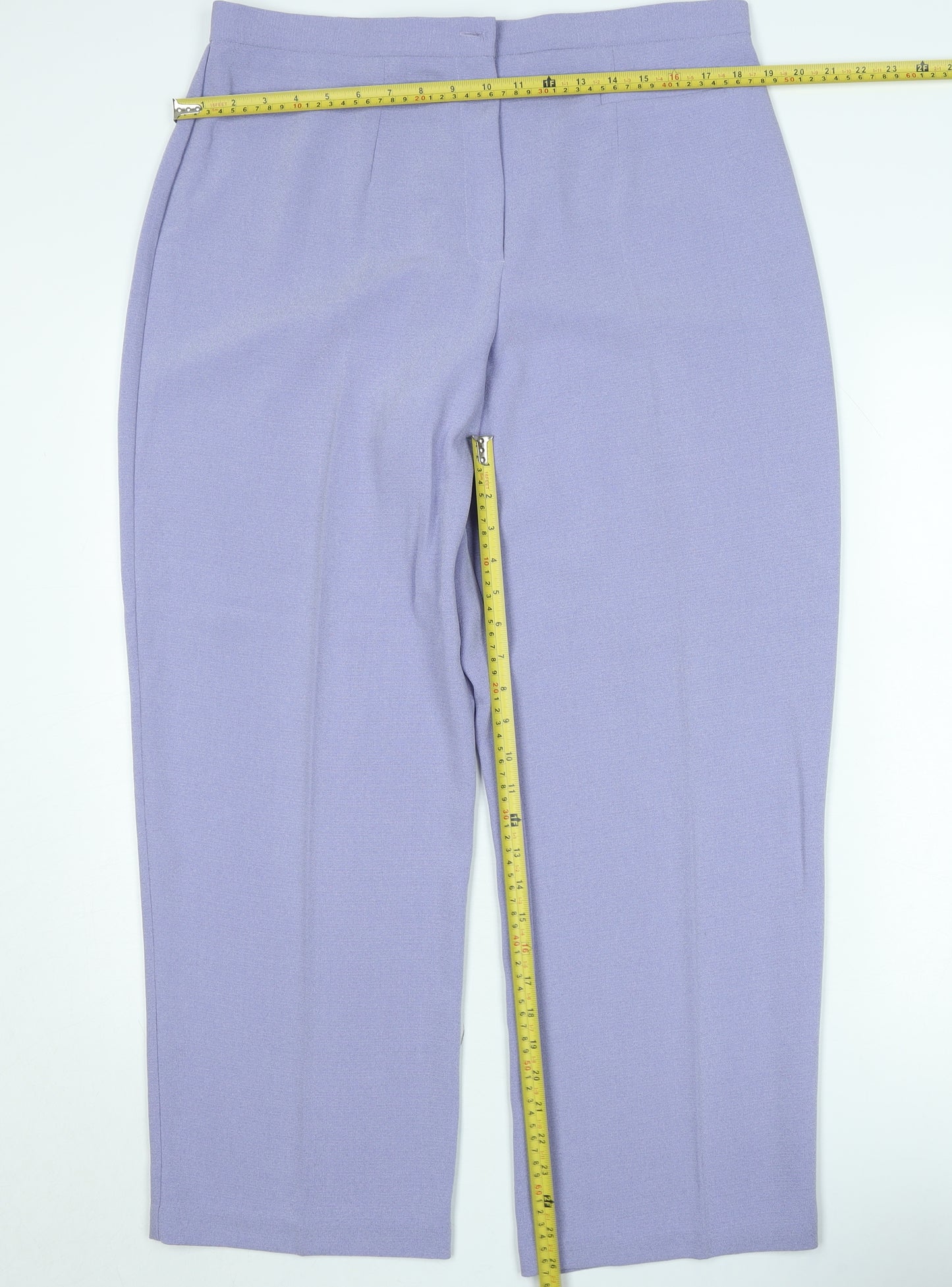 Zeta Womens Purple Size 18 Straight Polyester Trousers
