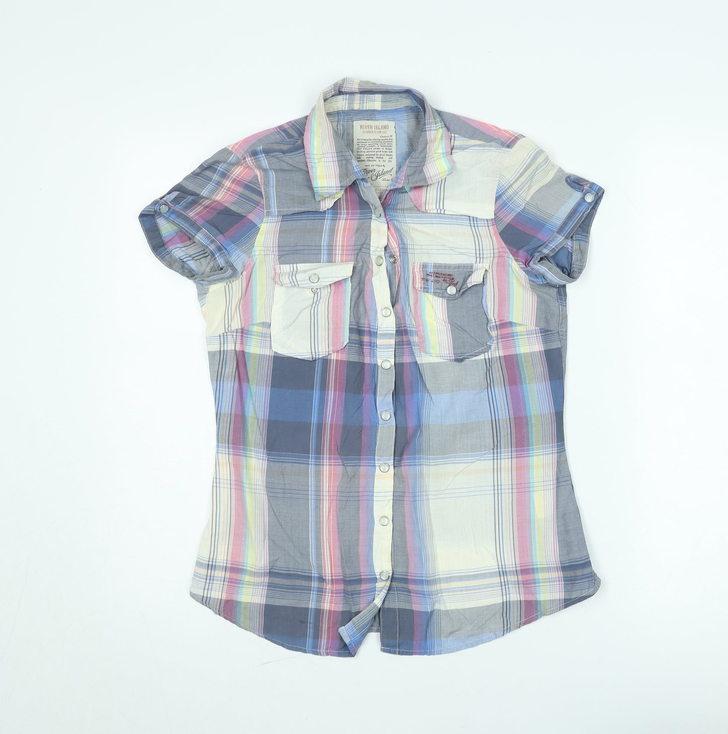 River Island Womens Multicoloured Check Button-Up Shirt Size L