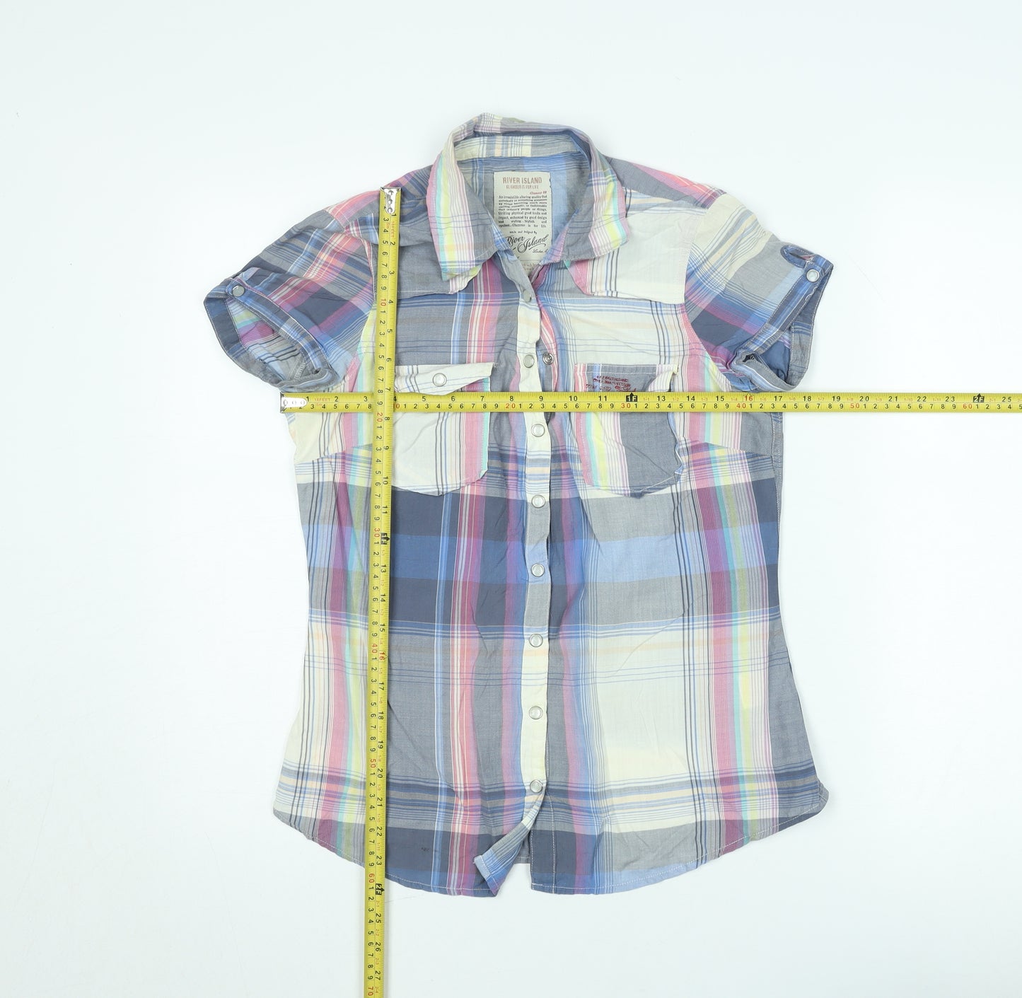 River Island Womens Multicoloured Check Button-Up Shirt Size L