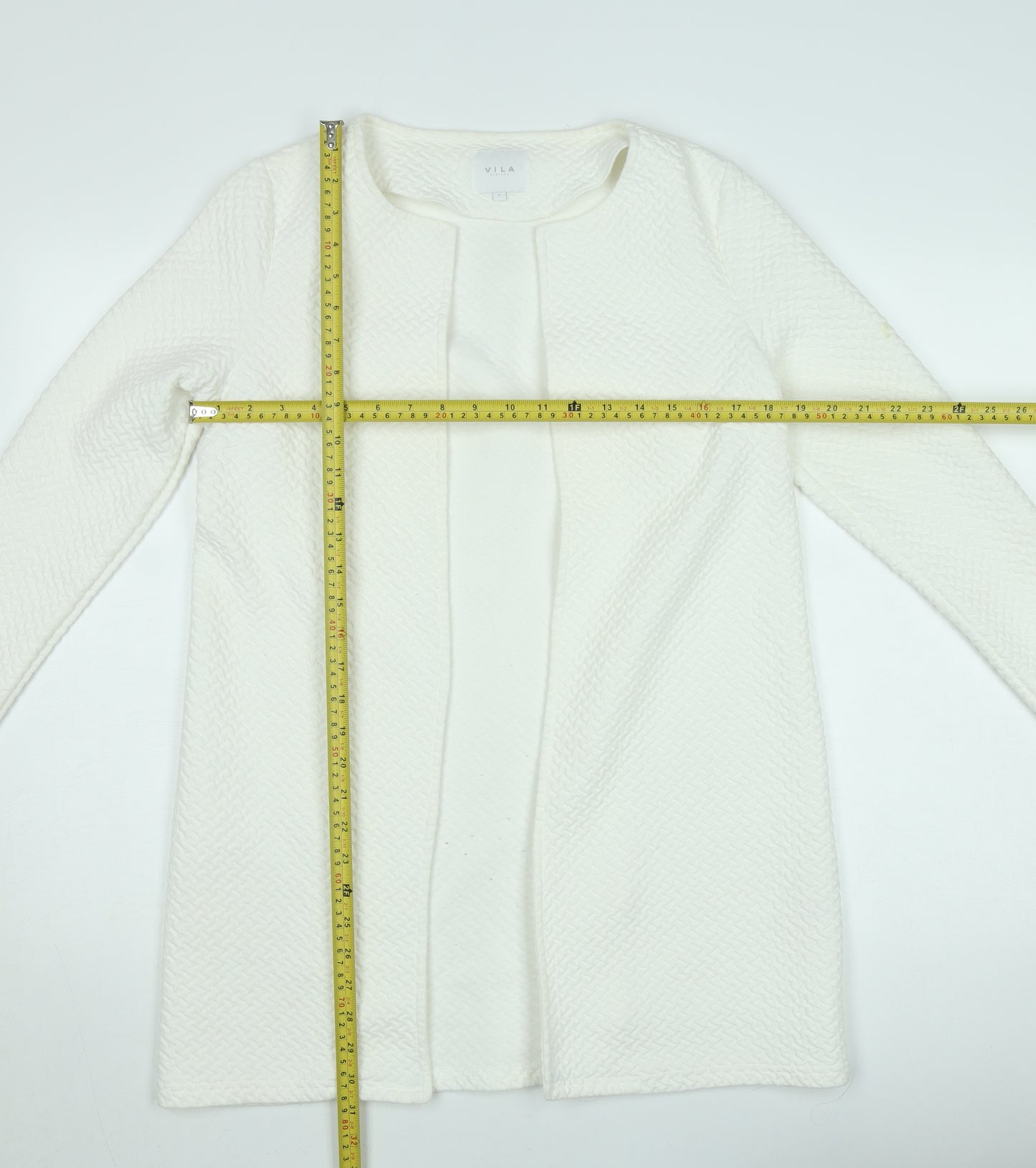 Vila Women Ivory Open Knit Long Sleeve Cardigan Size S