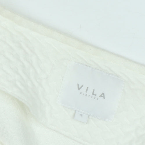 Vila Women Ivory Open Knit Long Sleeve Cardigan Size S