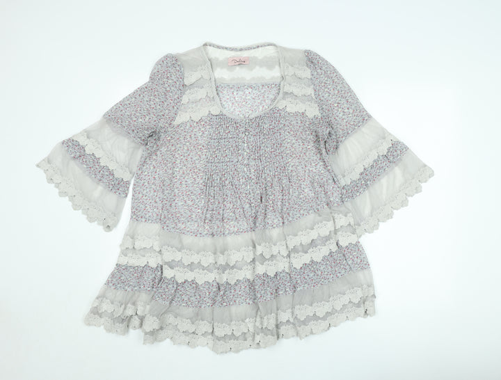 Darling Womens Multicoloured Floral Lace Trim Tunic Blouse M