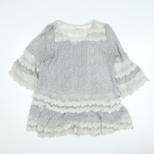 Darling Womens Multicoloured Floral Lace Trim Tunic Blouse M