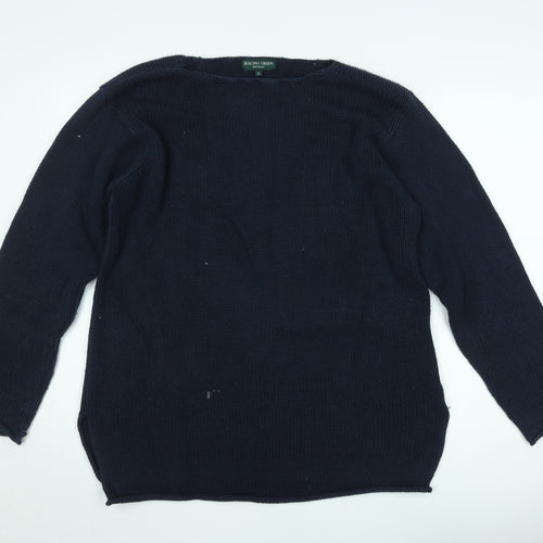 Racing Green Men's Blue Cotton Crew Neck Jumper Size L