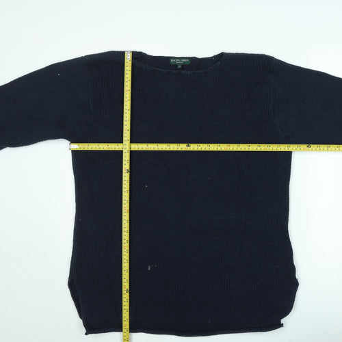 Racing Green Men's Blue Cotton Crew Neck Jumper Size L