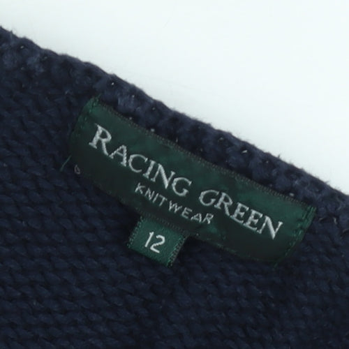 Racing Green Men's Blue Cotton Crew Neck Jumper Size L