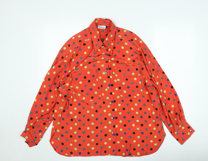 Basler Women’s Red Polka Dot Long Sleeve Button-Up Shirt Size L