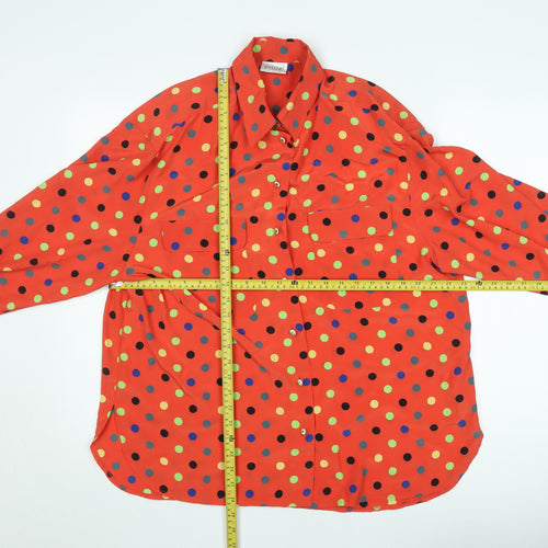 Basler Women’s Red Polka Dot Long Sleeve Button-Up Shirt Size L