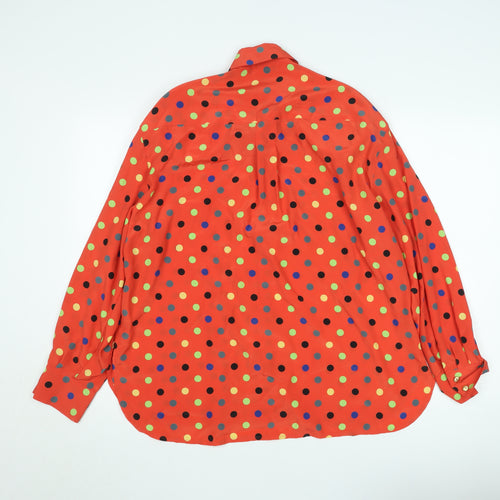 Basler Women’s Red Polka Dot Long Sleeve Button-Up Shirt Size L