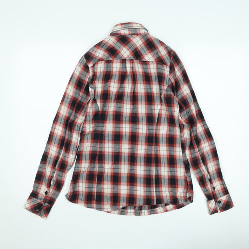 Kuyichi Womens Red Plaid Cotton Button-Up Shirt XS Long Sleeve