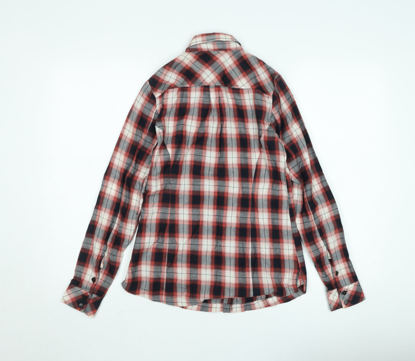 Kuyichi Womens Red Plaid Cotton Button-Up Shirt XS Long Sleeve
