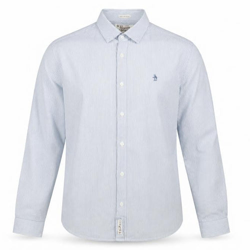 Original Penguin Men's Blue Slim Fit Striped Long Sleeve Shirt M