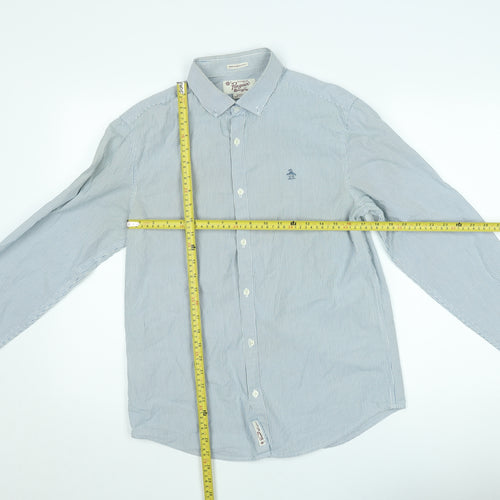 Original Penguin Men's Blue Slim Fit Striped Long Sleeve Shirt M