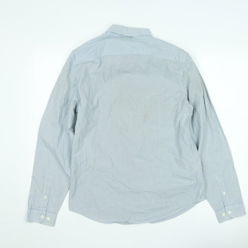 Original Penguin Men's Blue Slim Fit Striped Long Sleeve Shirt M