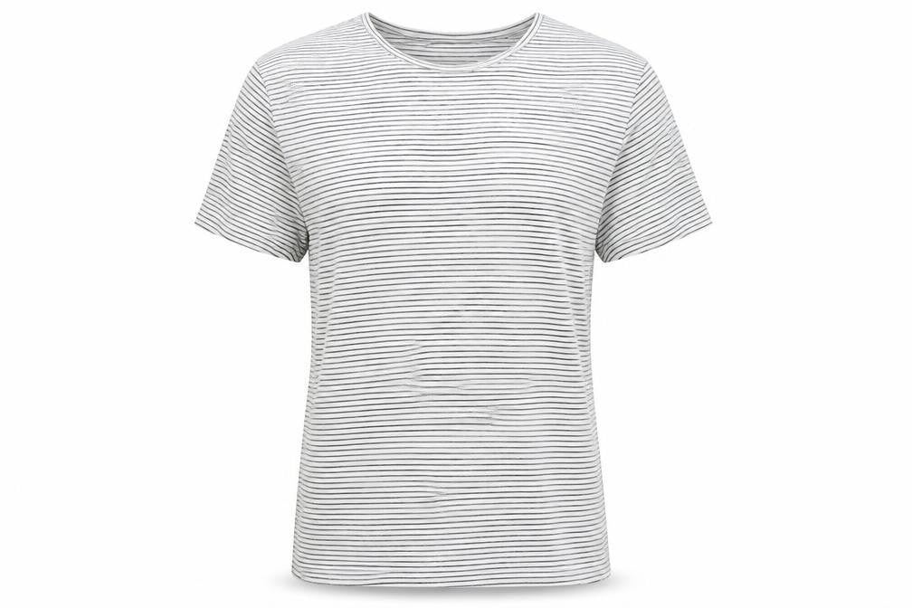 Front view of Next unisex white striped slim fit cotton t-shirt m