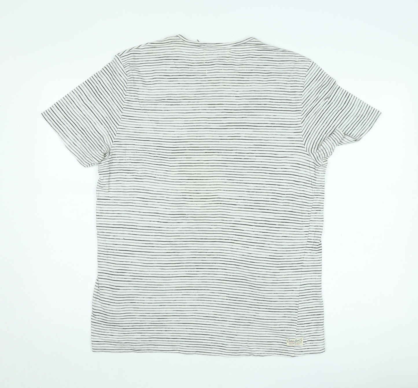 Next Unisex White Striped Slim Fit Cotton T-Shirt M