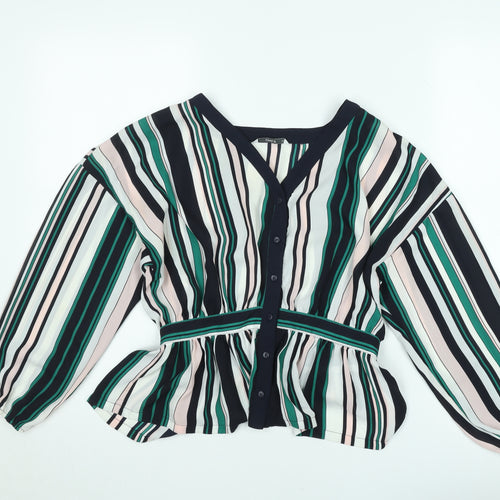 ONLY Women's Multicoloured Striped Tunic Blouse Size 8