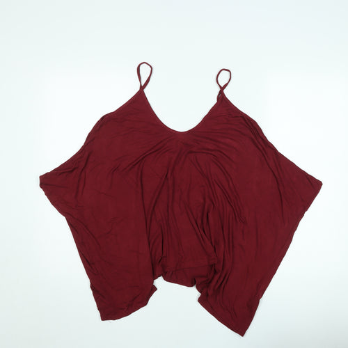 Brezza Womens Red V-Neck Relaxed Camisole Tank Top Size L