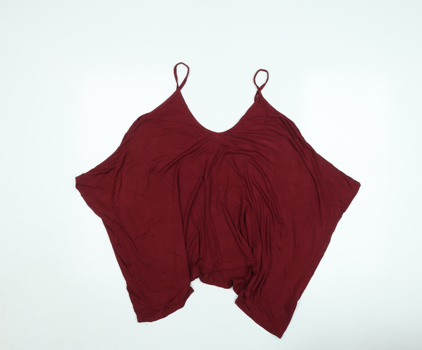 Brezza Womens Red V-Neck Relaxed Camisole Tank Top Size L